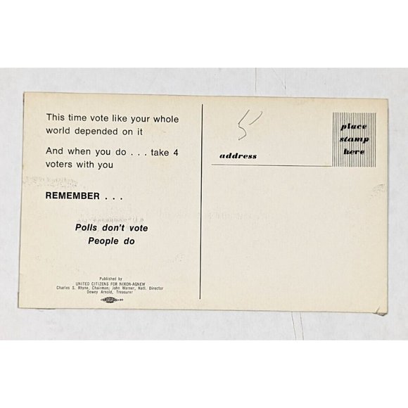 Vintage Postcard Richard Nixon & Agnew 1972 Political Advertising Playing Piano - Picture 2 of 8